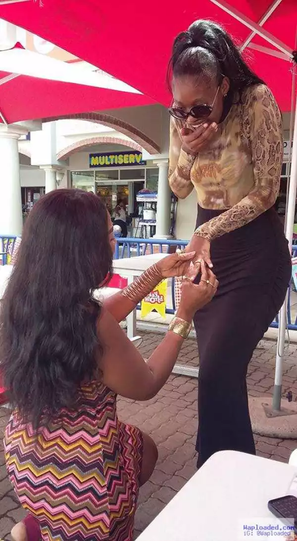 Beautiful South African OAP Ingrid Proposes to Her Lesbian Partner in Public (Photo) 